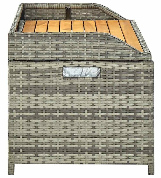 Szürke polyrattan kerti tárolópad 120 cm