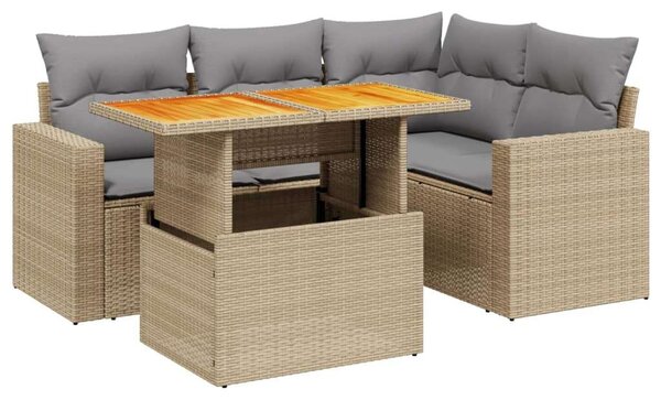 VidaXL Polyrattan Kerti Ülőgarnitúra - 5 részes - Bézs