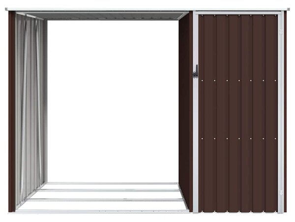 Barna horganyzott acél kerti tűzifatároló 245 x 98 x 159 cm