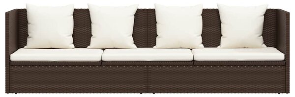 Barna polyrattan kerti ágy hát- és ülőpárnákkal