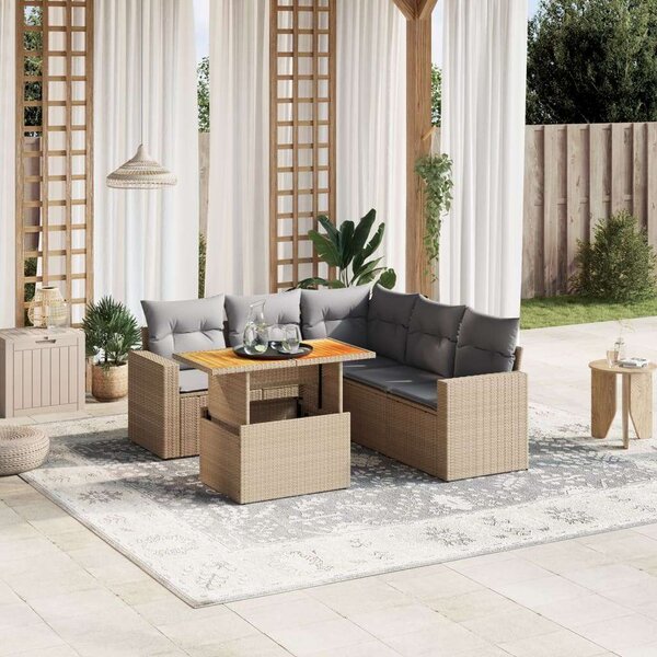 Polyrattan Kerti Ülőgarnitúra - 6 részes - Bézs
