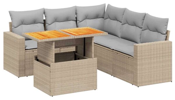 Polyrattan Kerti Ülőgarnitúra - 6 részes - Bézs