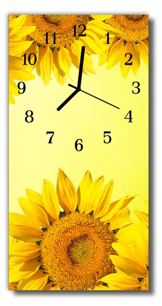 Négyszögletes fali üvegóra Napraforgó sárga virágok 30x60
