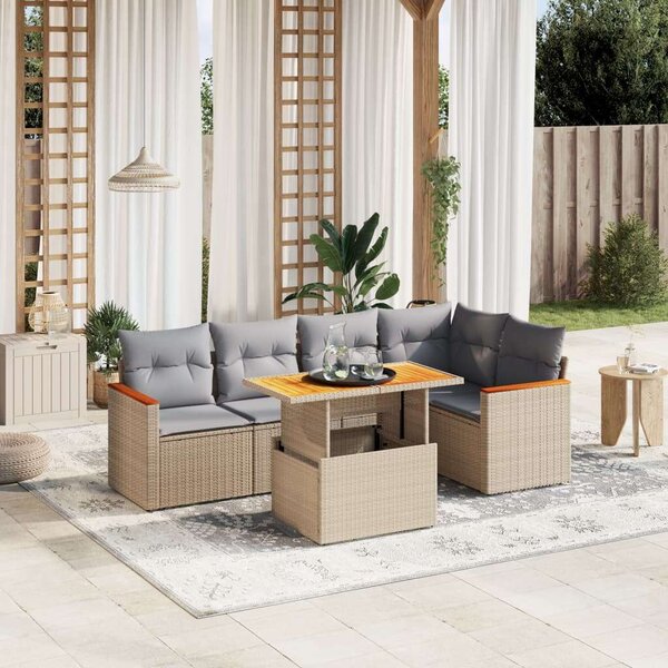 Polyrattan Kerti Ülőgarnitúra - 6 részes - Bézs