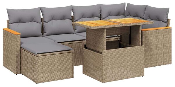 VidaXL Polyrattan Kerti Ülőgarnitúra - 7 részes - Bézs
