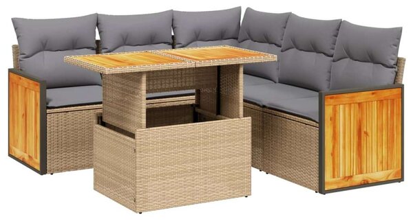 VidaXL Polyrattan Kerti Ülőgarnitúra - 6 részes - Bézs