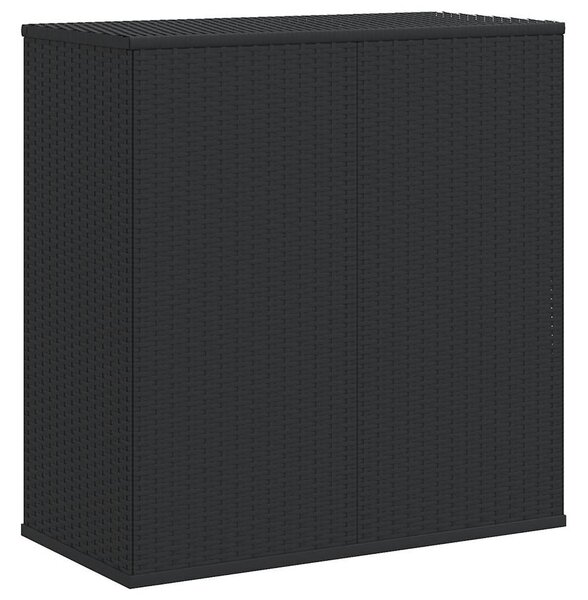 Fekete polyrattan kerti párnatartó doboz 100 x 49 x 103,5 cm