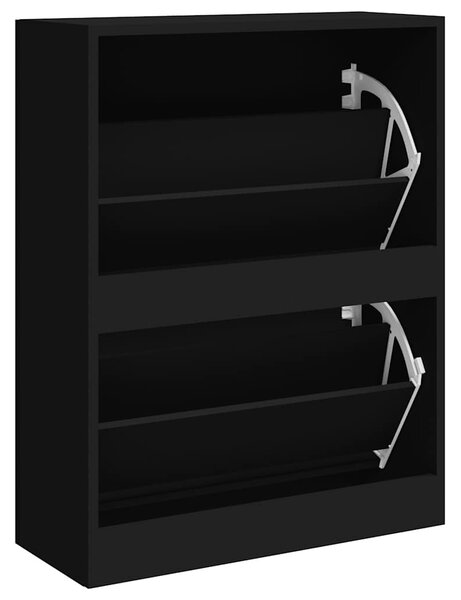 Fekete szerelt fa cipősszekrény 63x24x81 cm