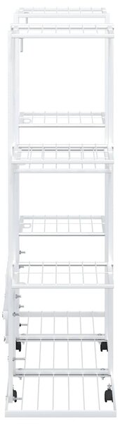 Fehér vas virágtartó állvány kerekekkel 94,5 x 24,5 x 91,5 cm