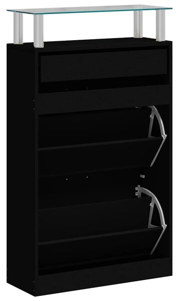 Fekete szerelt fa cipőszekrény 63 x 24 x 104 cm