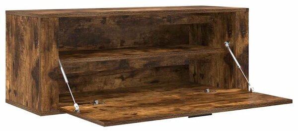 Füstös tölgy színű szerelt fa fali cipősszekrény 100x35x38 cm