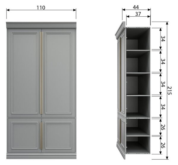Világosszürke borovi fenyő ruhásszekrény 110x215x44 cm Organize – WOOOD