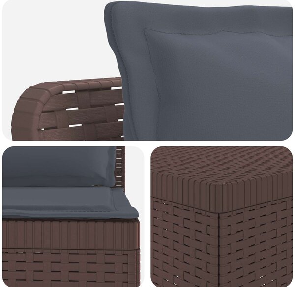 VidaXL 4 személyes kerti kanapé párnákkal, rattan-hatású PP, barna