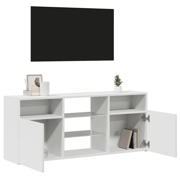 Fehér TV-szekrény LED lámpákkal 120 x 30 x 50 cm