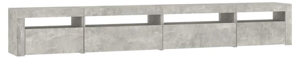 Betonszürke TV-szekrény LED lámpákkal 270x35x40 cm