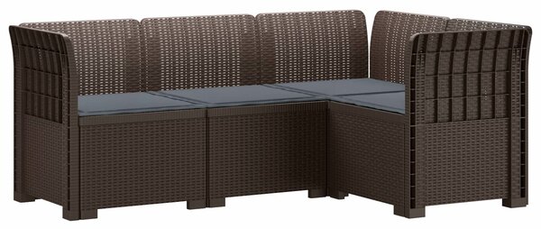 VidaXL 4-Fős Kerti Kanapé Párnákkal Rattan Hatással PP Barna