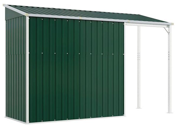 Zöld kerti fészer meghosszabbított tetővel 277x107x181 cm