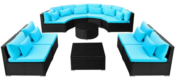 VidaXL Kerek kanapé szett 11 pcs Kék polirattan