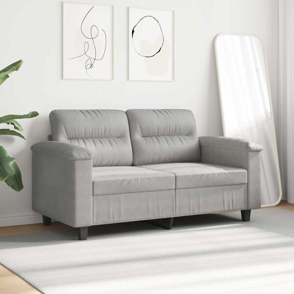 Kétszemélyes világosszürke mikroszálas szövetkanapé 120 cm