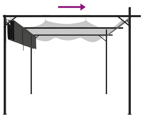 Antracitszürke pergola behúzható tetővel 295 x 292 x 230 cm