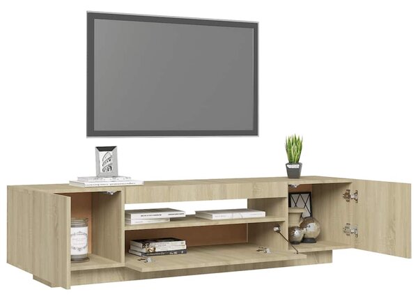 Sonoma tölgy színű TV-szekrény LED-lámpákkal 160 x 35 x 40 cm