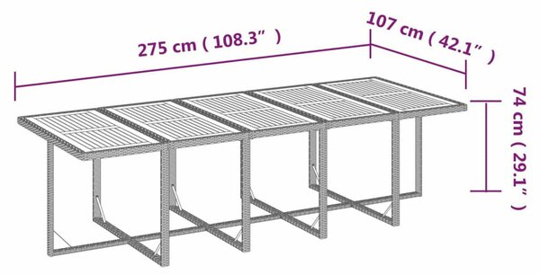 VidaXL 15 részes fekete polyrattan kerti étkezőgarnitúra párnákkal