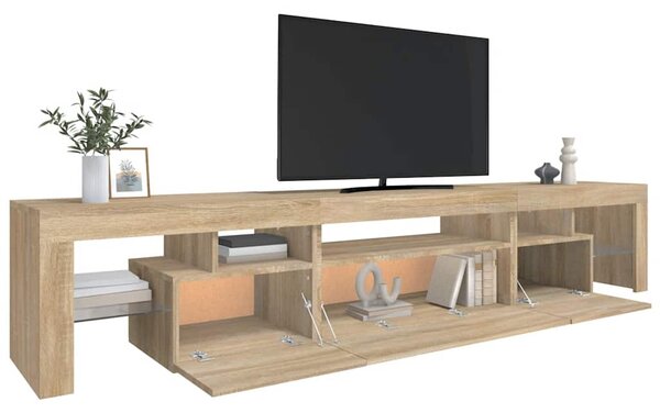 Sonoma tölgy színű TV-szekrény LED-lámpákkal 215x36,5x40 cm
