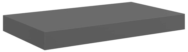 4 db magasfényű szürke MDF lebegő fali polc 40 x 23,5 x 3,8 cm
