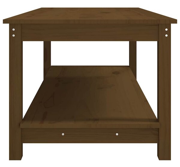 Mézbarna tömör fenyőfa dohányzóasztal 110 x 55 x 45 cm
