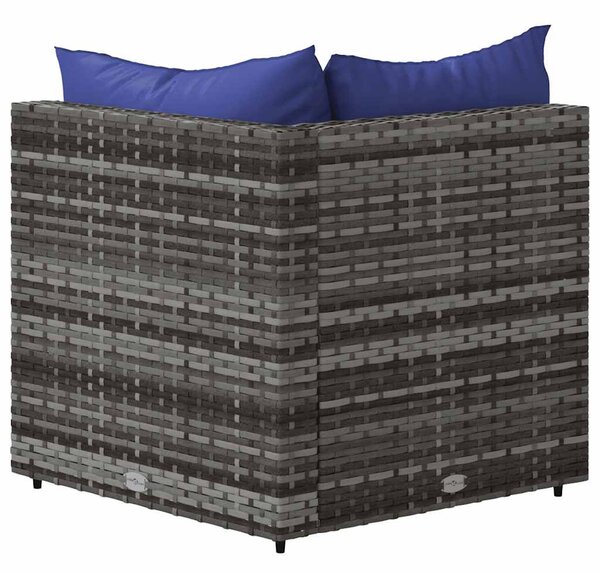 2 db szürke polyrattan kerti sarokkanapé párnával