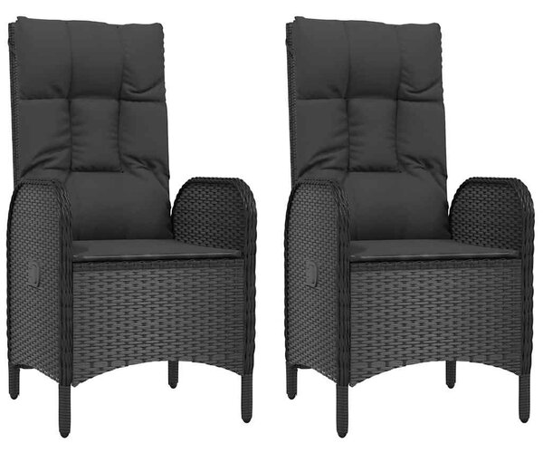 2 db fekete polyrattan kültéri szék