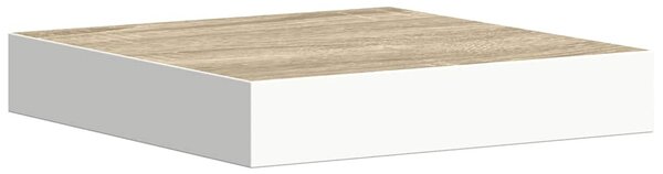 2 db tölgyszínű és fehér MDF lebegő fali polc 23x23,5x3,8 cm