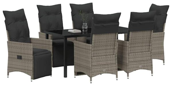 Kert étkező szett párnával 7 pcs Szürke polirattan