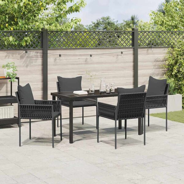 Kert étkező szett 5 pcs Fekete és Szürke PE Rattan