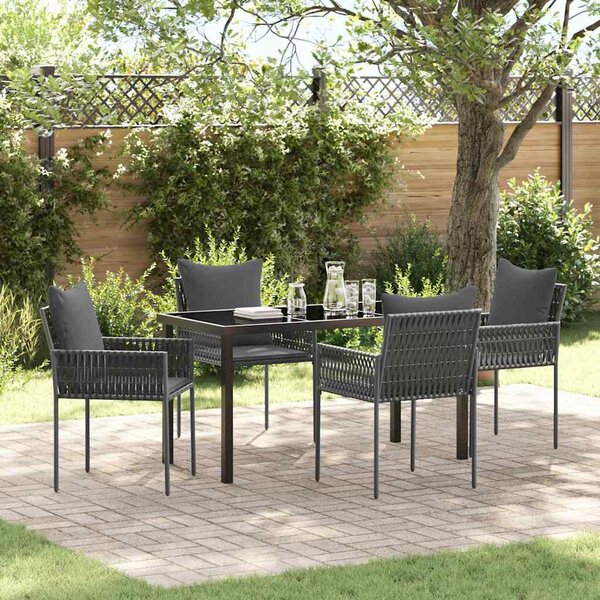Kert étkező szett 5 pcs Fekete és Szürke PE Rattan