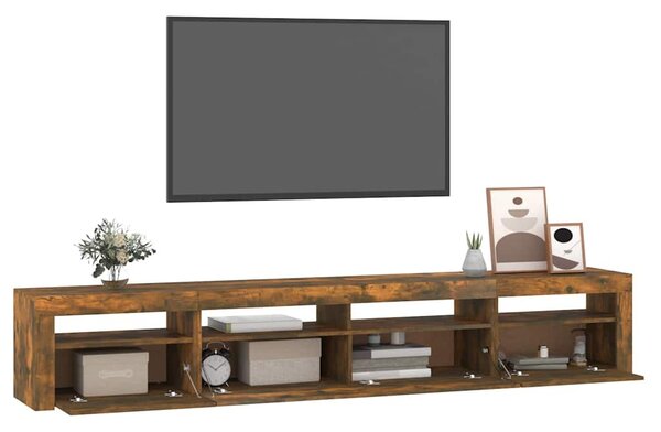 Füstös tölgy színű TV-szekrény LED-lámpákkal 240x35x40 cm