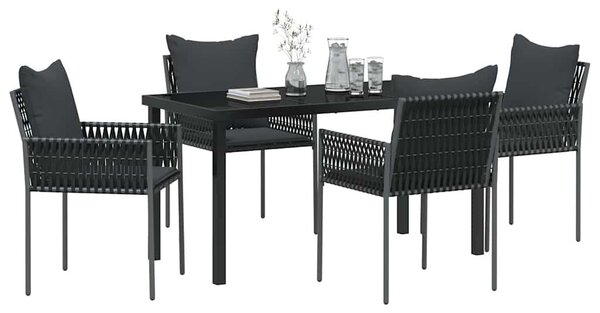 Kert étkező szett 5 pcs Fekete és Szürke PE Rattan