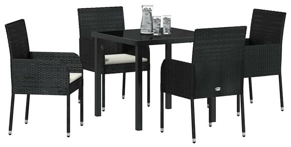 Kert étkező szett párnával 5 pcs Fekete polirattan