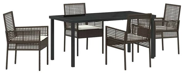 Kert étkező szett párnával 5 pcs Barna polirattan