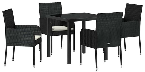 Kert étkező szett párnával 5 pcs Fekete polirattan