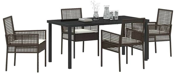 Kert étkező szett párnával 5 pcs Barna polirattan
