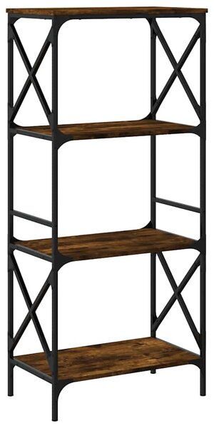 4 szintes füstös tölgy szerelt fa könyvespolc 59 x 35 x 132 cm