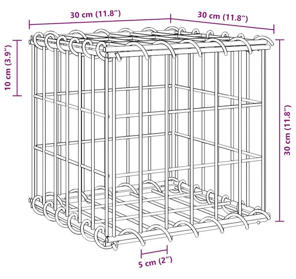 Kocka alakú acélhuzal gabion magaságyás 30 x 30 x 30 cm