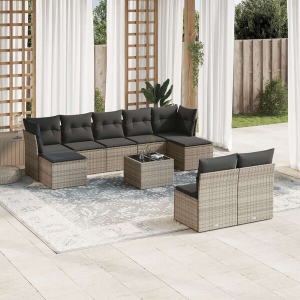 VidaXL Polyrattan Kerti Ülőgarnitúra - 10 részes - Szürke