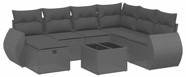 VidaXL Polyrattan Kerti Ülőgarnitúra - 8 részes - Fekete