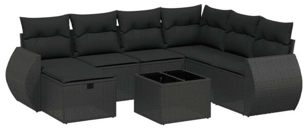 VidaXL Polyrattan Kerti Ülőgarnitúra - 8 részes - Fekete
