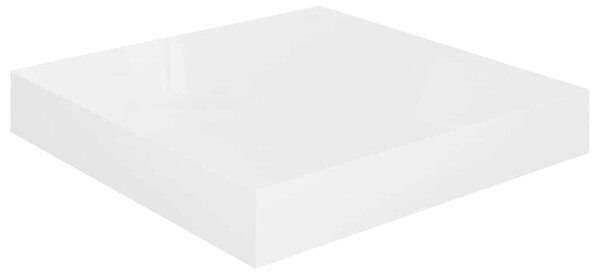 4 db magasfényű fehér MDF lebegő fali polc 23 x 23,5 x 3,8 cm