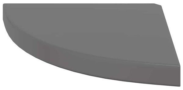 2 db magasfényű szürke MDF lebegő sarokpolc 35 x 35 x 3,8 cm