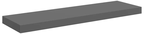 4 db magasfényű szürke MDF lebegő fali polc 80 x 23,5 x 3,8 cm