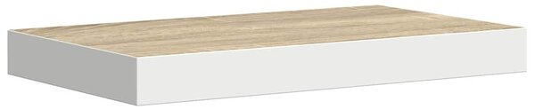 2 db tölgyszínű és fehér MDF lebegő fali polc 40 x 23,5 x 3,8 cm